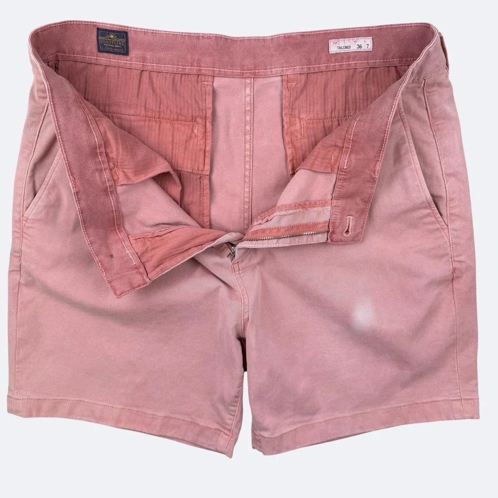 Faherty Shorts Mens 36 Pink Coastline Tailored Chino Stretch Casual Summer